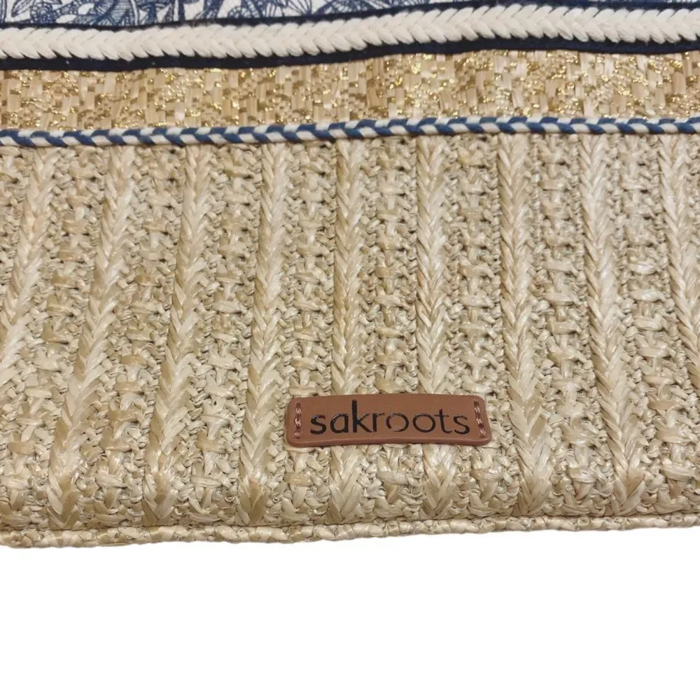 SAKROOTS SMALL STRAW SATCHEL “ELLIS” SHOULDER HANDBAG